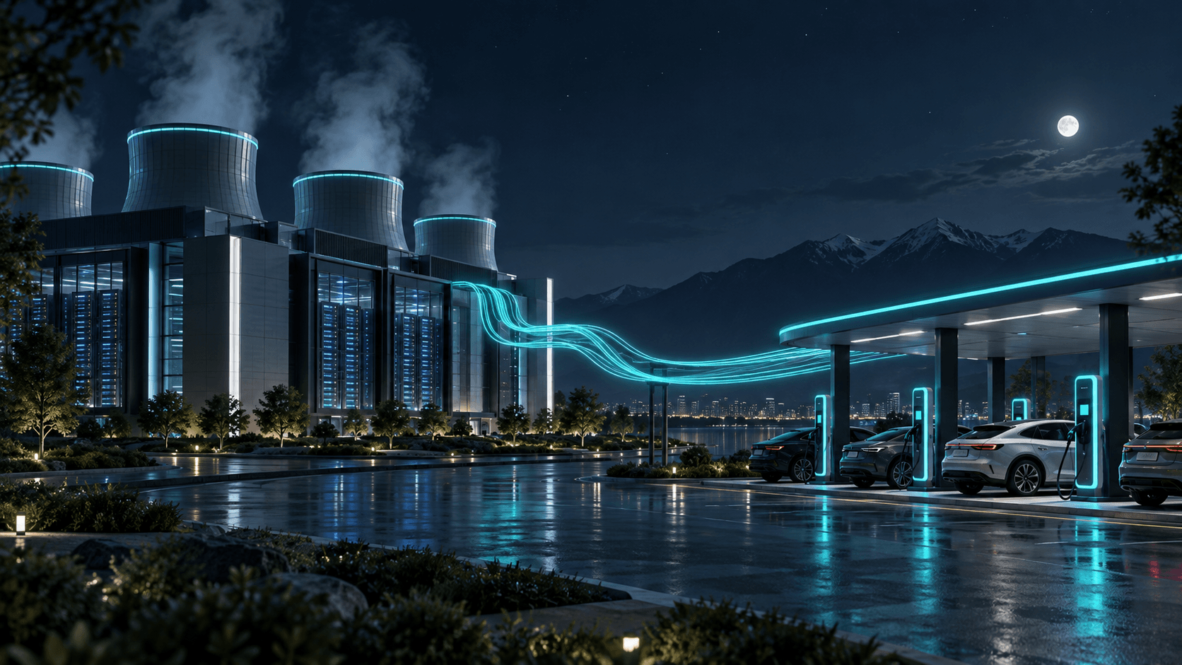 A data center and an EV charging hub