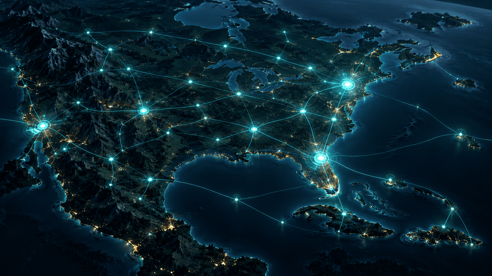 US grid nodes and transmission network