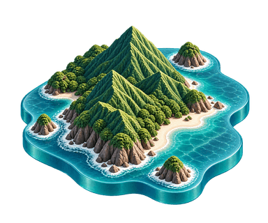 島嶼山海的 AI 概念圖示
