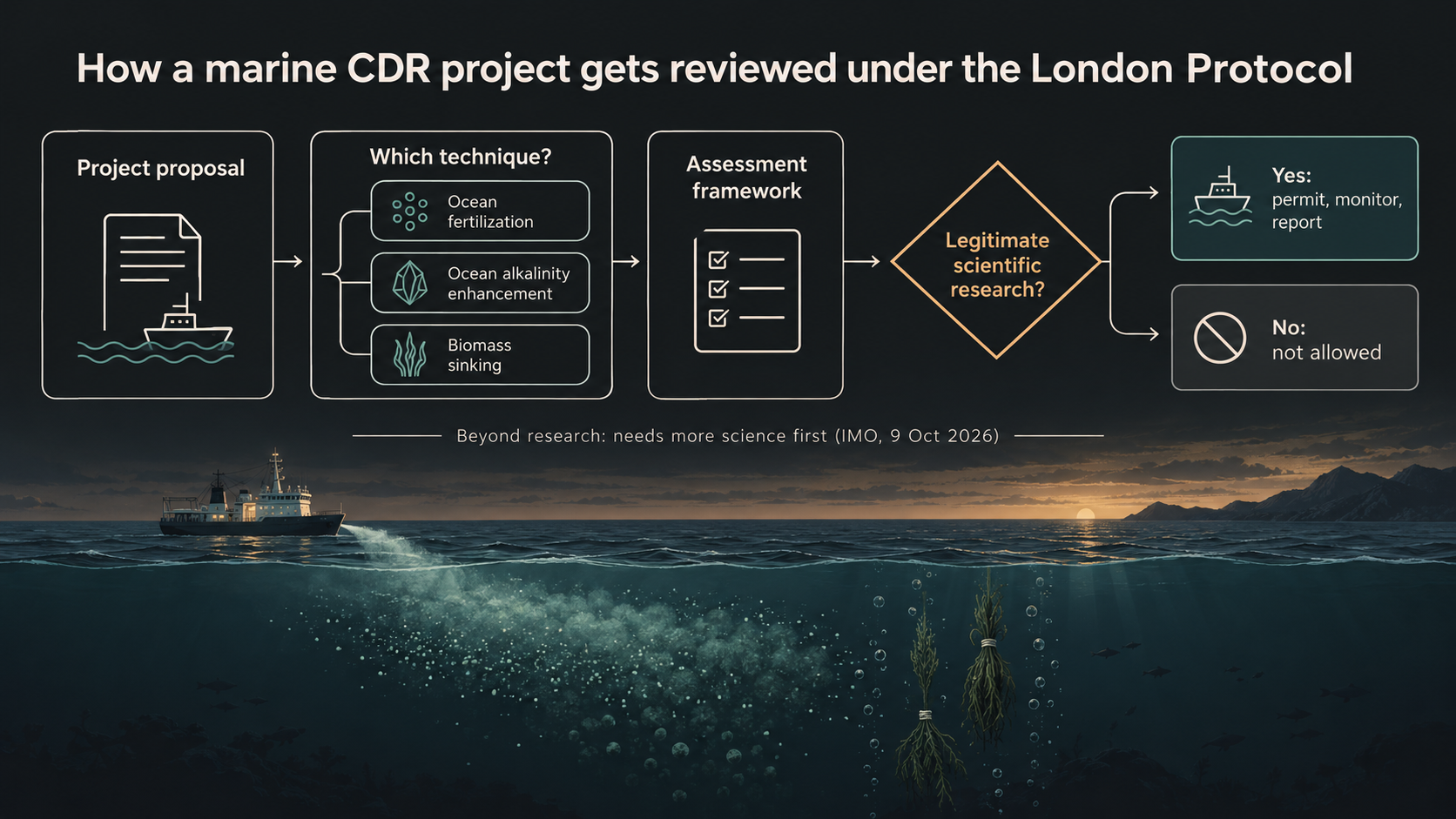 How a marine CDR project is reviewed under the London Protocol (graphic: Island Frequency)