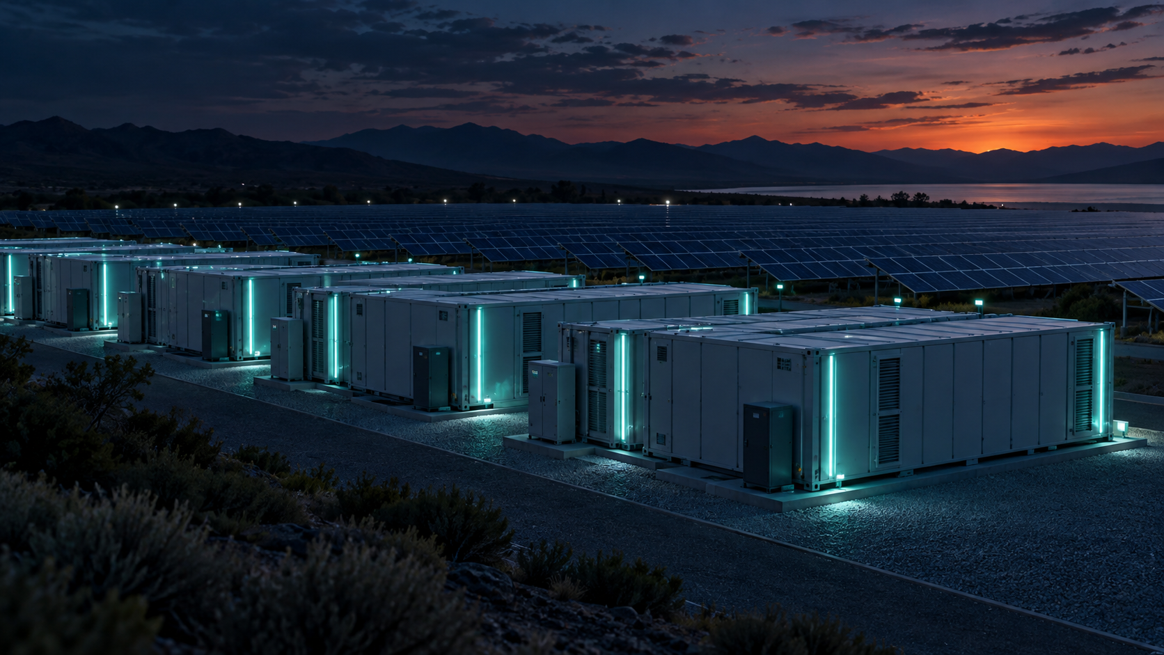 太陽能電廠旁的公用級電池儲能