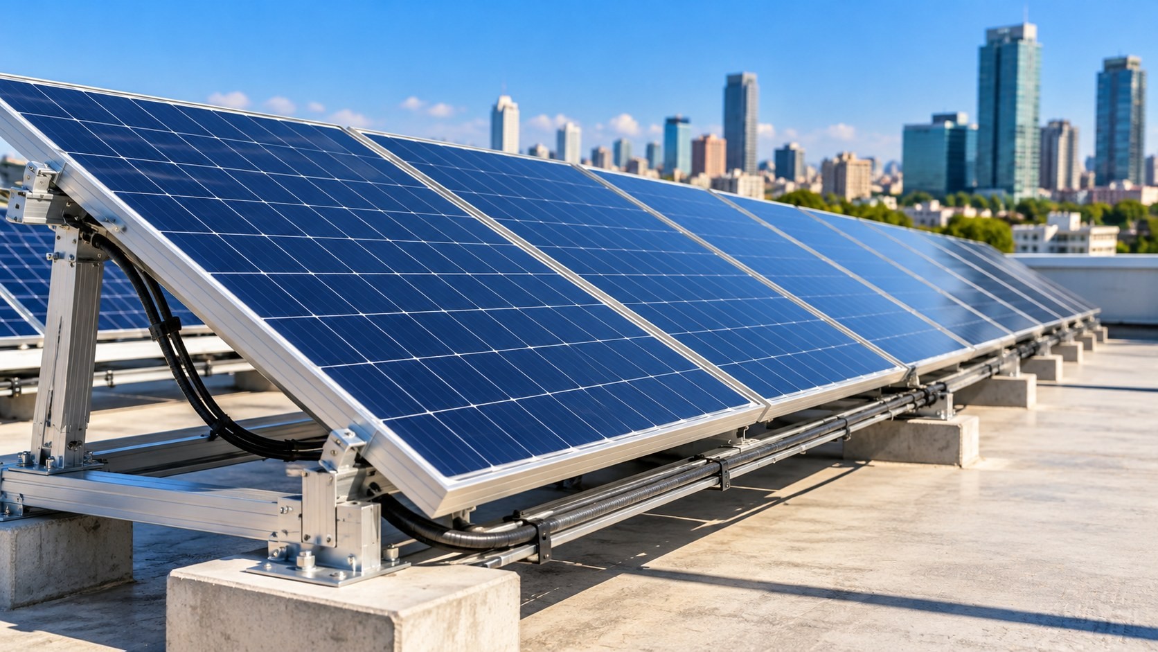 A rooftop solar installation in place