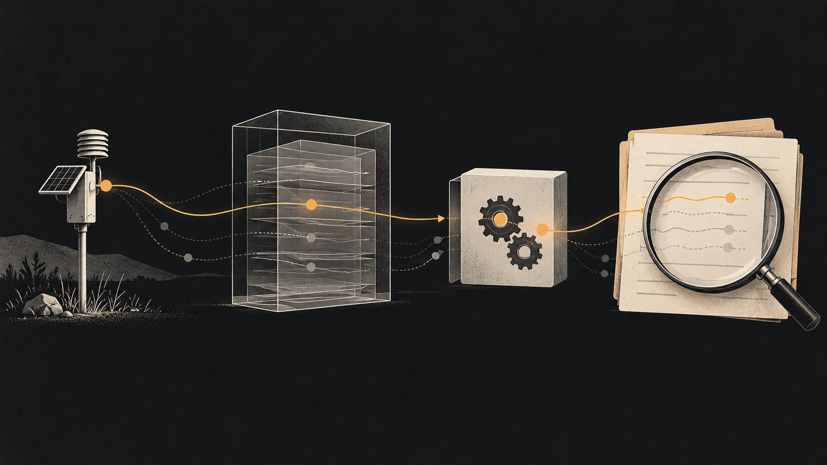 One data point links measurement, archiving, calculation and verification, with version traces.