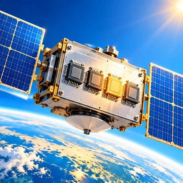 衛星上四顆晶片模組僅一顆琥珀色發亮（示意圖）