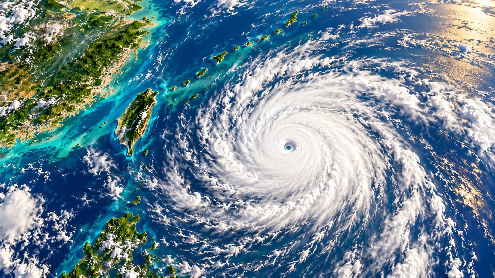 Satellite view of a typhoon over the western North Pacific near Taiwan