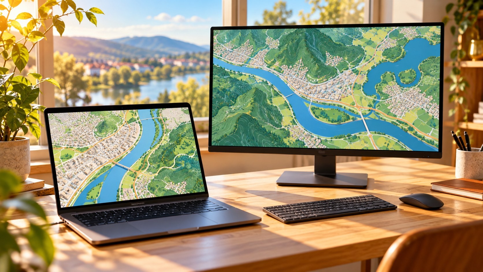 パソコンでオンライン地図サービスを閲覧
