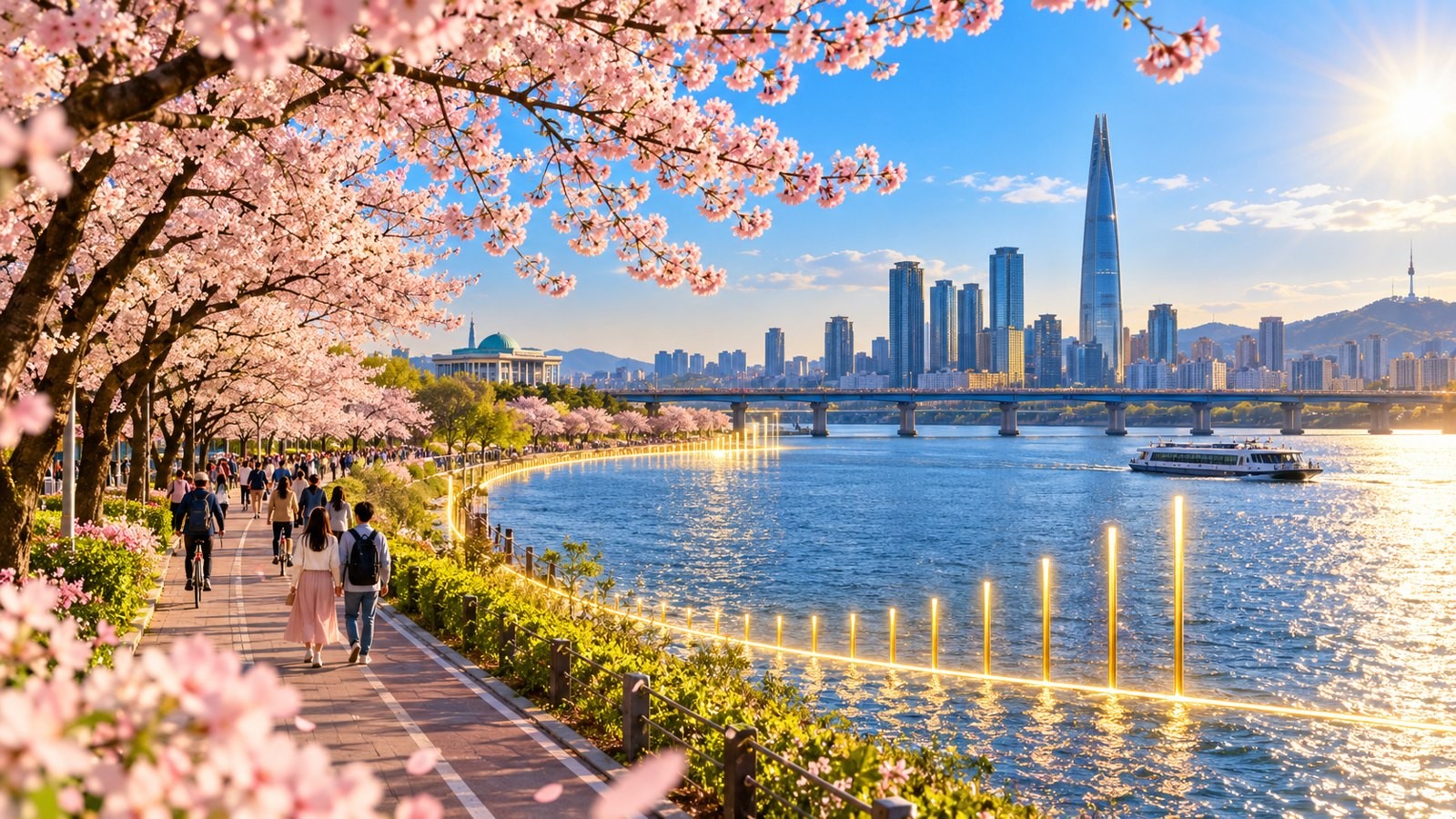 Cherry-blossom walkway along Seoul's Han River
