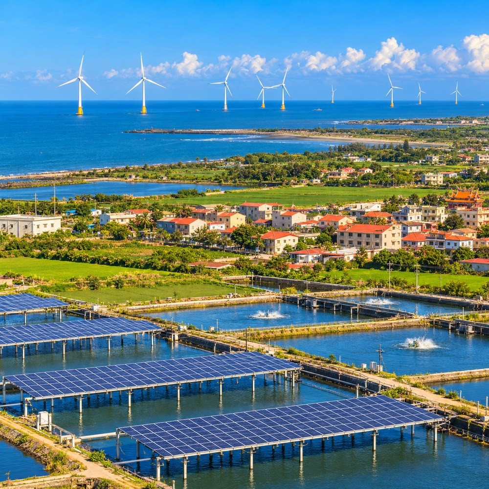 Solar-over-fishpond farms and offshore wind on Taiwan's west coast