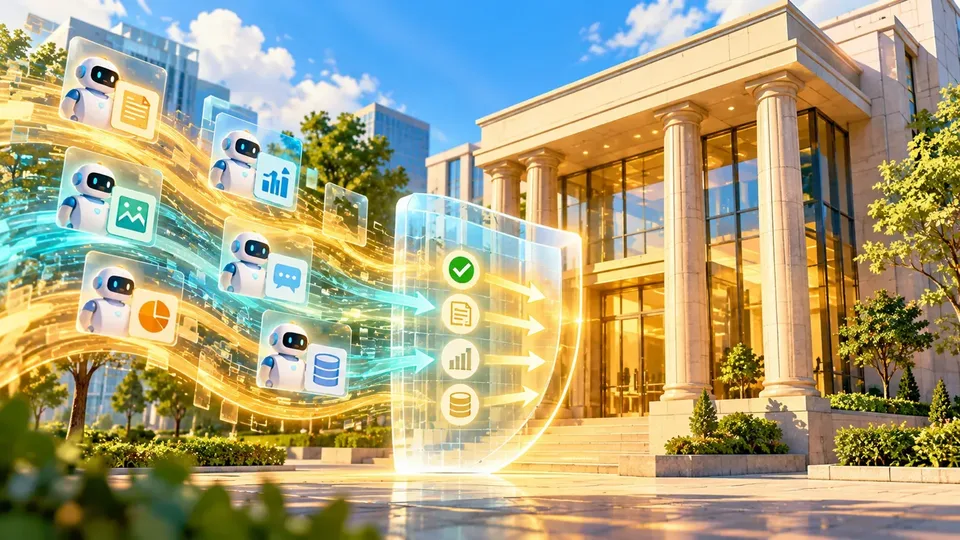 AI illustration: AI agents and bank safeguards